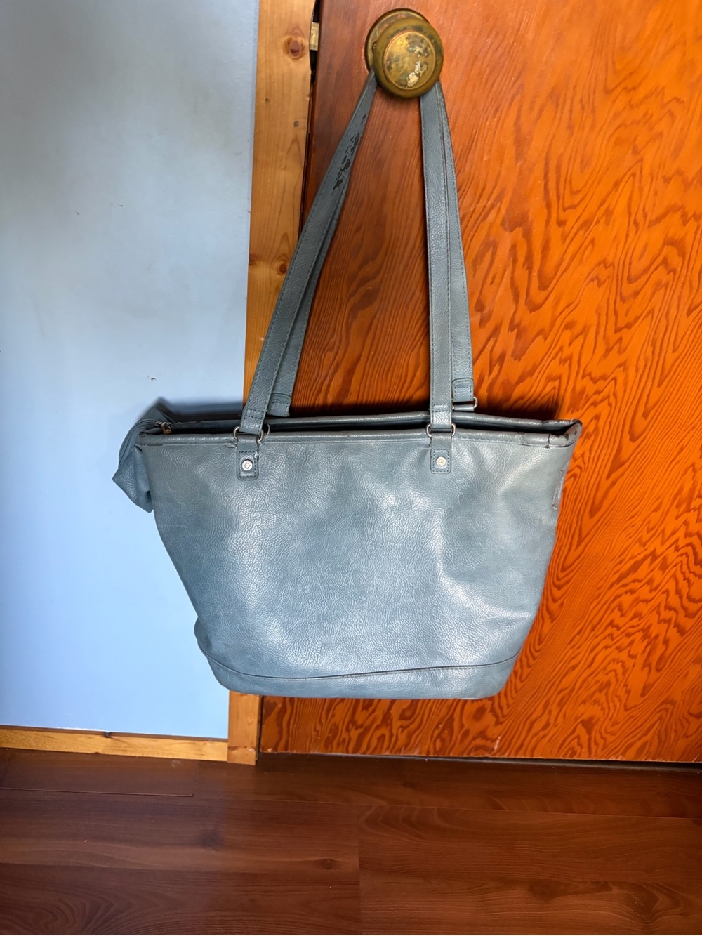 Everyday Leather-Effect Tote in Slate Blue